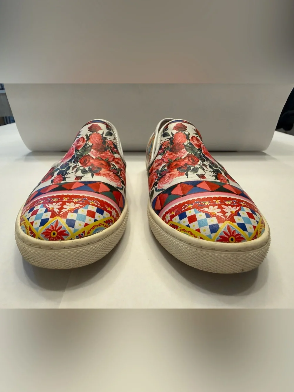 Dolce & Gabbana White Multi Floral Slip-On Girl’s Sneakers Size EU 33/ US 1,5